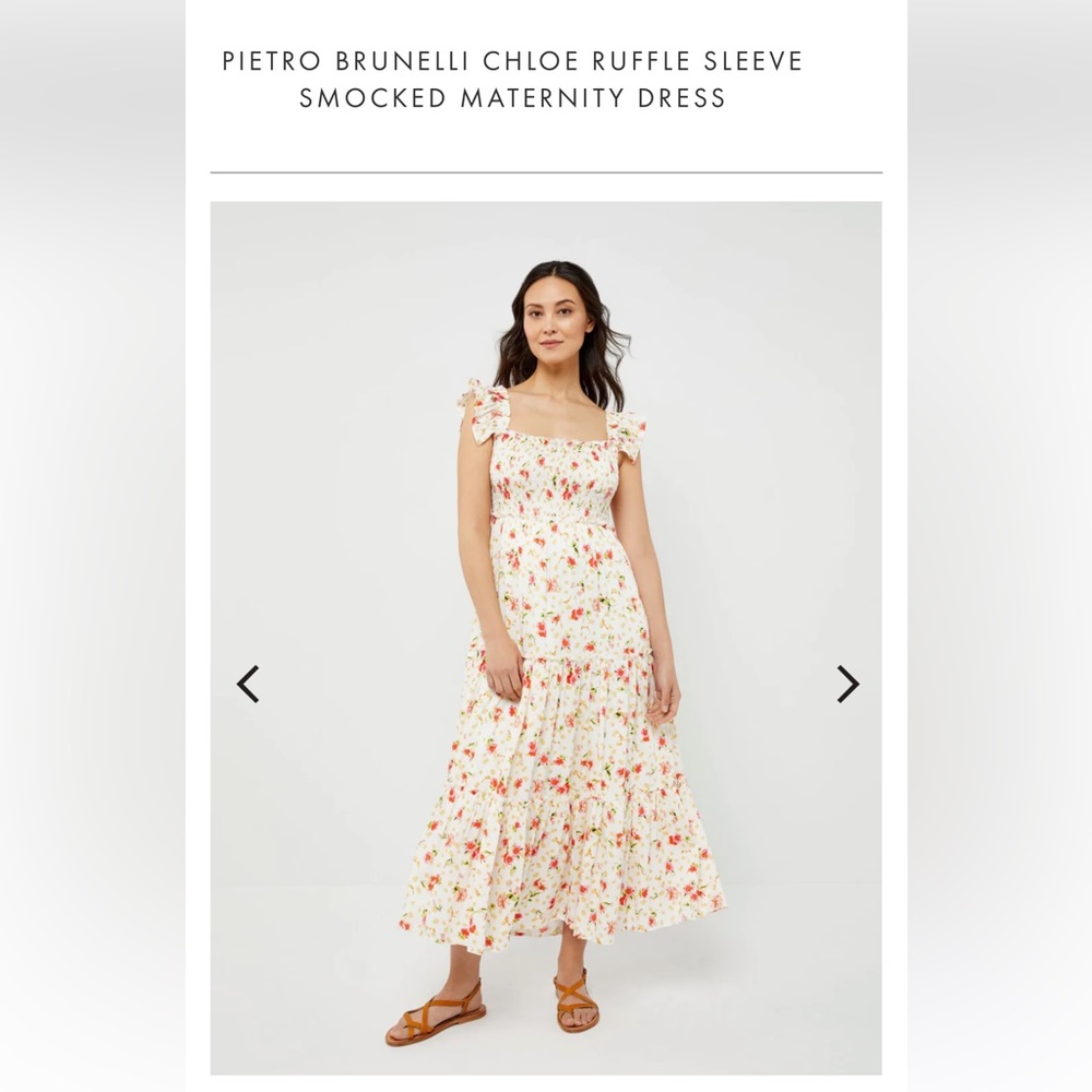 PIETRO BRUNELLI CHLOE RUFFLE SLEEVE SMOCKED MATERNITY DRESS Small